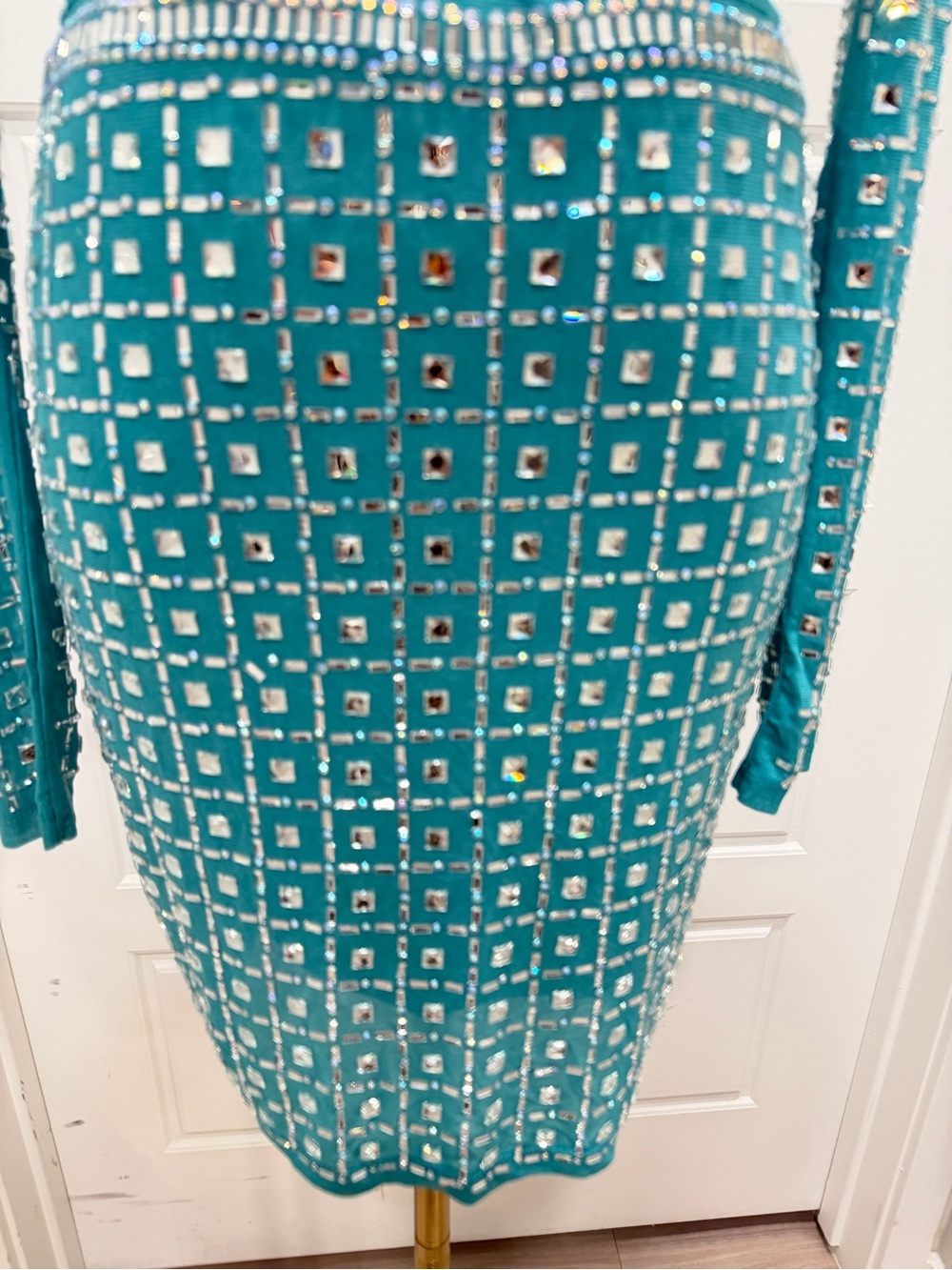 Fashion Nova Teal Embellished Two-Piece Skirt Set - Picture 5 of 8